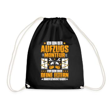 Aufzugsmonteur Aufzugsmechaniker Elevator Mechanic - Turnbeutel - Schwarz - Vorne