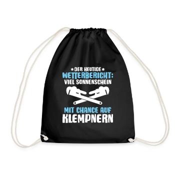 Anlagenmechaniker Klempner Plumber Sanitär Heizung - Turnbeutel - Schwarz - Vorne