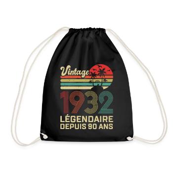 90 Ans Anniversaire Vintage Né(e) en 1932 - Sac de sport léger - noir - Devant