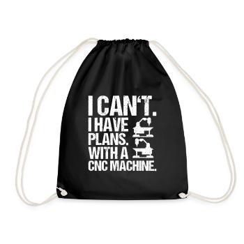Cutting Machine Operator Lathe Milling Cutter CNC Machinist - Drawstring Bag - black - Front