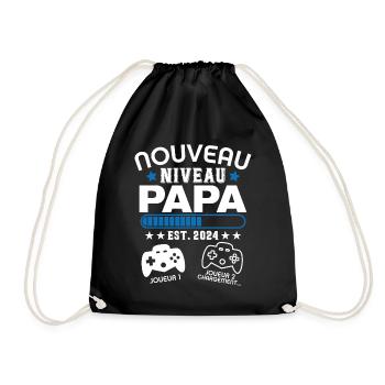 Nouveau papa en 2024 - Cadeau Papa gamer - Sac de sport léger - noir - Devant
