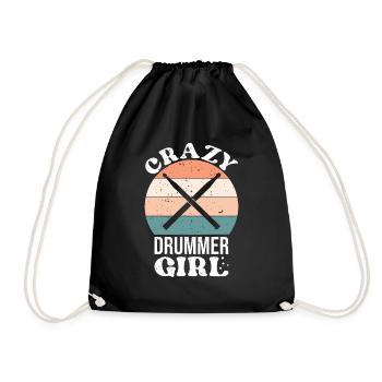Crazy Drummer Girl - Schlagzeug Drums - Turnbeutel - Schwarz - Vorne