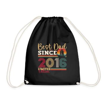 Men's Best Dad Since 2016 Father's Day Gift Fun - Drawstring Bag - black - Front