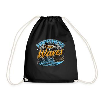 Le bonheur vient dans les vagues Surf Océan Vacances d’été - Sac de sport léger - noir - Devant