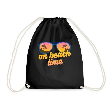 Am Strandzeit Sonnenbrille Strand Sonnenuntergang - Turnbeutel - Schwarz - Vorne
