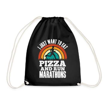 Pizza Und Marathon Läufer Laufen - Turnbeutel - Schwarz - Vorne