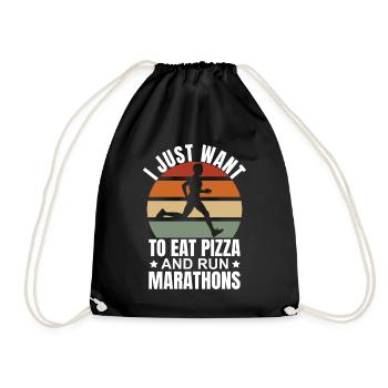 Pizza Und Marathon Läufer Laufen - Turnbeutel - Schwarz - Vorne