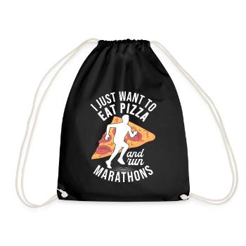 Pizza Und Marathon Läufer Laufen - Turnbeutel - Schwarz - Vorne