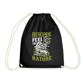 Feel The Nature, National Park, Hiking. - Drawstring Bag - black - Front