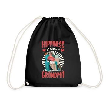 Happiness Is Being A Grandma Pregnancy Announcement - Drawstring Bag - black - Front