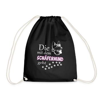 Die mit dem Schäferhund geht Schäferhund - Turnbeutel - Schwarz - Vorne
