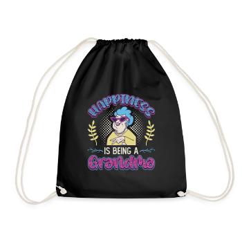 Happiness Is Being A Grandma Pregnancy Announcement - Drawstring Bag - black - Front