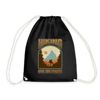 Feel The Nature, National Park, Hiking. - Drawstring Bag - black - Front