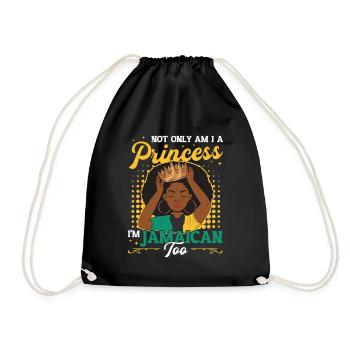 Jamaican Princess, I am Jamaican. - Drawstring Bag - black - Front