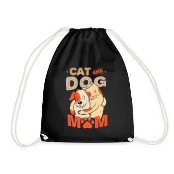 Cat and dog mother, pets. - Drawstring Bag - black - Front