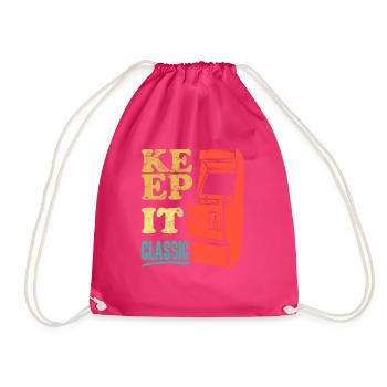 Keep It Classic - Retro 90er Arcade-Spiele - Turnbeutel - Fuchsia - Vorne