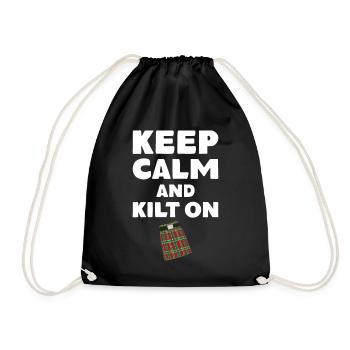 Schottenrock Kilt Spruch Schottland Highlands - Turnbeutel - Schwarz - Vorne