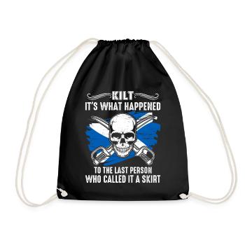 Schottenrock Kilt Spruch Schottland Highlands - Turnbeutel - Schwarz - Vorne