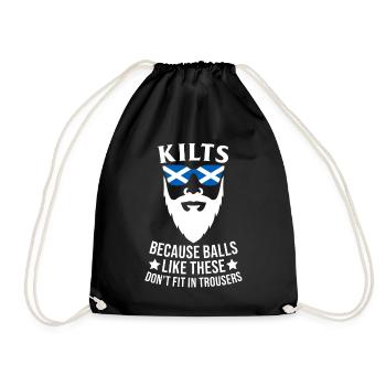 Schottenrock Kilt Spruch Schottland Highlands - Turnbeutel - Schwarz - Vorne