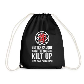 Schottenrock Kilt Spruch Schottland Highlands - Turnbeutel - Schwarz - Vorne