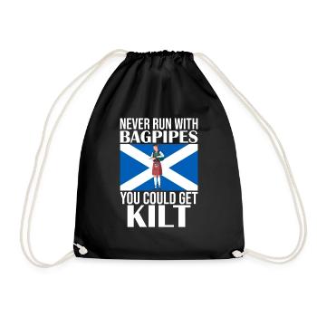 Schottland Fans Tradition Kilt Schottenrock - Turnbeutel - Schwarz - Vorne