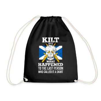 Schottenrock Kilt Spruch Schottland Highlands - Turnbeutel - Schwarz - Vorne