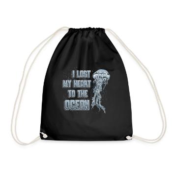 J’ai perdu mon cœur à cause des méduses de l’océan - Sac de sport léger - noir - Devant