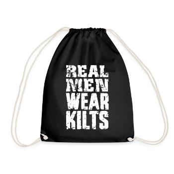 Real Men Wear Kilts- Schottenroch Herrenrock - Turnbeutel - Schwarz - Vorne