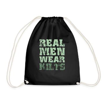 Real Men Wear Kilts- Schottenroch Herrenrock - Turnbeutel - Schwarz - Vorne