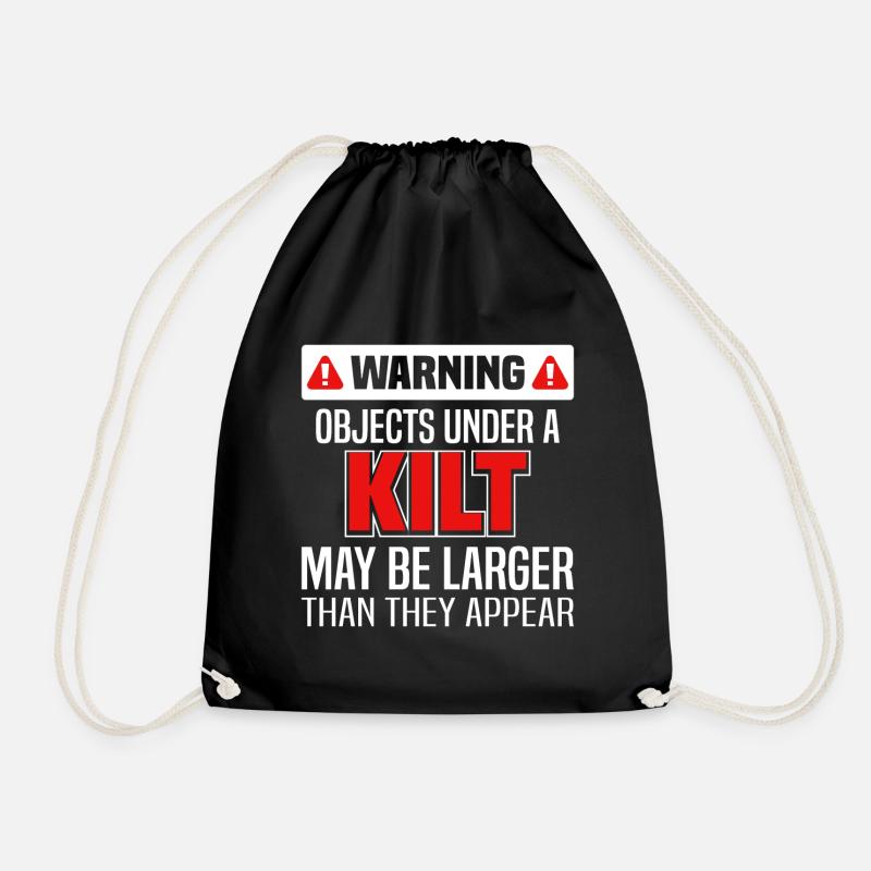 Funny Scottish Skirt Kilt Saying For Kilt Men - Drawstring Bag - black