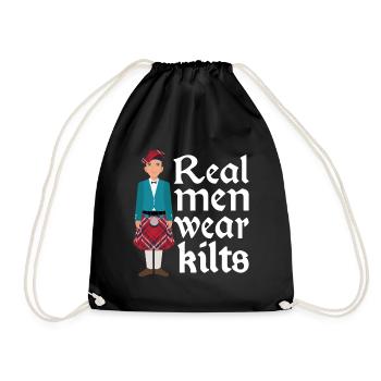 Kilt Männer Spruch Schottenrock - Turnbeutel - Schwarz - Vorne