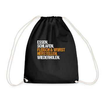 Metzger Fleischer Metzgerin Metzgerei Fleischerei - Turnbeutel - Schwarz - Vorne