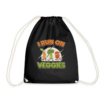 I run on Veggies, Vegan Runners. - Drawstring Bag - black - Front