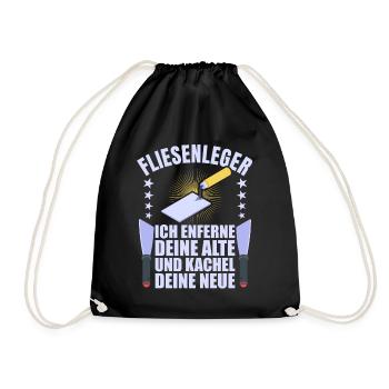 Fliesenleger Fliesen Handwerker - Turnbeutel - Schwarz - Vorne