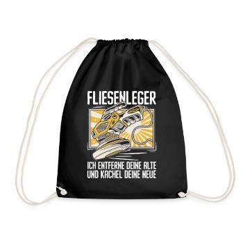 Fliesenleger Fliesen Handwerker - Turnbeutel - Schwarz - Vorne