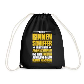 Binnenschiffer Binnenschifffahrt Binnenschiff - Turnbeutel - Schwarz - Vorne