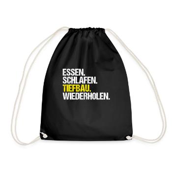 Tiefbaufacharbeiter Tiefbau Spezialtiefbauer - Turnbeutel - Schwarz - Vorne