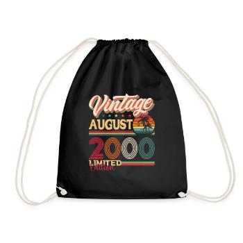 Vintage 2000 August 22nd Birthday Gift Fun - Drawstring Bag - black - Front