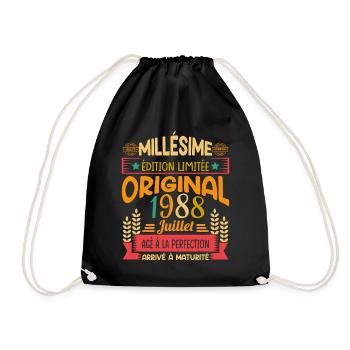 Millésime Né(e) Juillet 1988 Cadeau Anniversaire - Sac de sport léger - noir - Devant