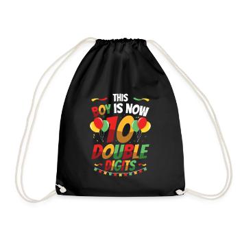 This boy is now 10 double digit birthday - Drawstring Bag - black - Front