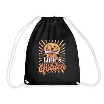 Life is golden - Golden Retriever - Drawstring Bag - black - Front