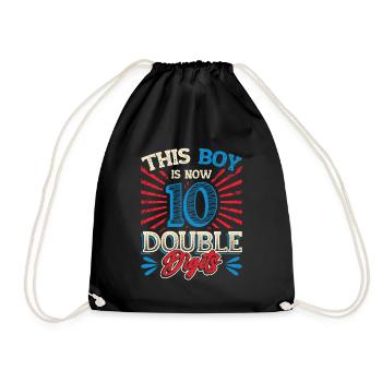This boy is now 10 double digit birthday - Drawstring Bag - black - Front