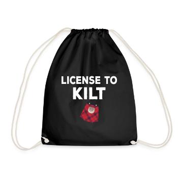 Scottish Kilt Costume Saying - Scottish Skirt - Drawstring Bag - black - Front