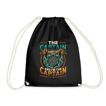 I am the captain I am always right - Drawstring Bag - black - Front