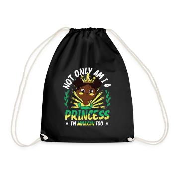 Jamaican Princess, I am Jamaican. - Drawstring Bag - black - Front