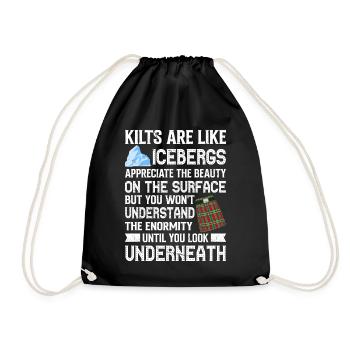 Schottischer Kilt Tracht Spruch - Schottenrock - Turnbeutel - Schwarz - Vorne