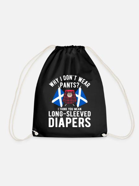 Scottish Kilt Costume Saying - Scottish Skirt - Drawstring Bag - black