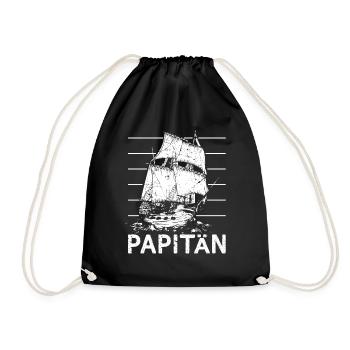 Papitän Männer Herren Papa Kapitän Bester Papa - Turnbeutel - Schwarz - Vorne
