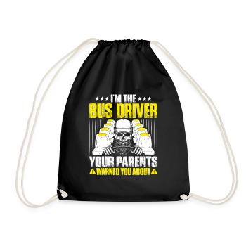 Busfahrer Bus Driver Busman Schulbusfahrer - Turnbeutel - Schwarz - Vorne