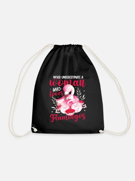 Unterschätze niemals eine Frau, die Flamingo liebt - Turnbeutel - Schwarz